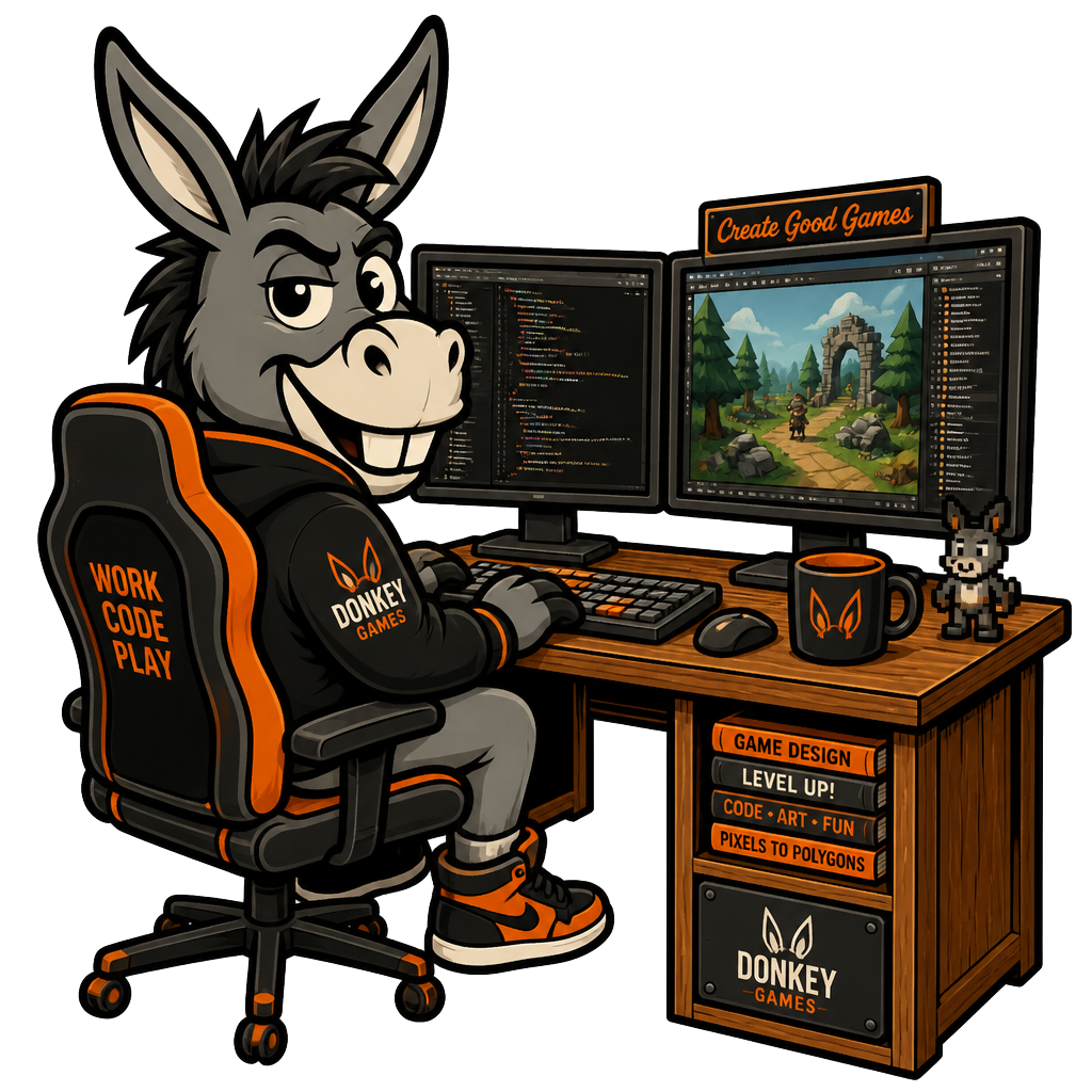 Donkey mascot streaming a development session